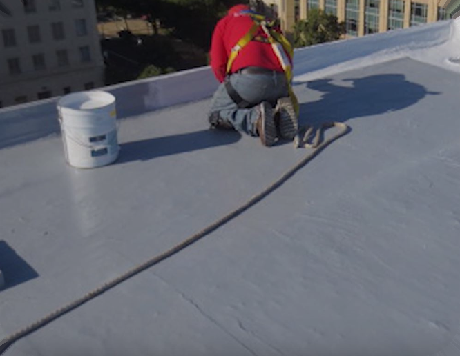 TPO membrane on commercial flat roof