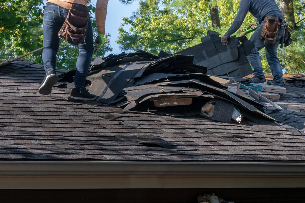 Storm damage roof inspection after Louisiana weather event